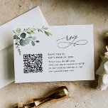 Dusty Blue Eucalyptus Greenery Wedding QR Code RSVP Card<br><div class="desc">Designed to coordinate with our Boho Greenery wedding collection,  this customisable QR code RSVP card,  features a watercolor eucalyptus branch with calligraphy graphic text,  paired with a classy serif & modern sans font in black. Matching items available.</div>