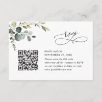 Dusty Blue Eucalyptus Greenery Wedding RSVP Card