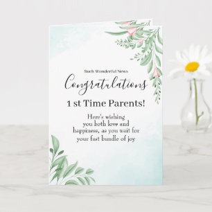 Dusty Blue Eucalyptus Pregnancy Congratulations Card