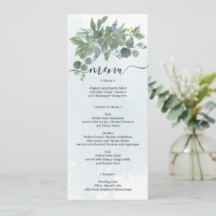 Dusty Blue Eucalyptus Wedding Menu Bridal Shower I Invitation