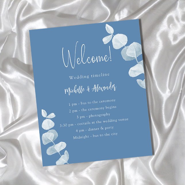Dusty blue eucalyptus wedding program budget flyer (Creator Uploaded)