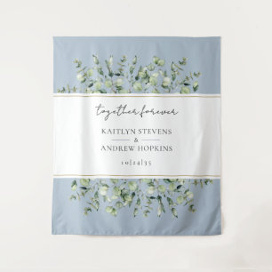 Dusty Blue Eucalyptus Wedding Together Forever  Tapestry