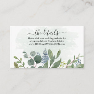 Dusty Blue Eucalyptus Wedding Website Insert Card