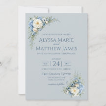 Dusty Blue European Garden Invitation