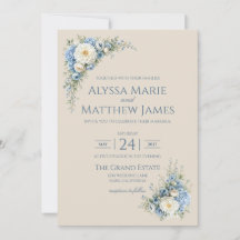 Dusty Blue European Garden Invitation