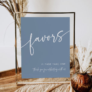 Dusty Blue Favour Sign Modern Minimalist Shower
