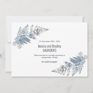Dusty Blue Fern Leaf Wedding Announcement