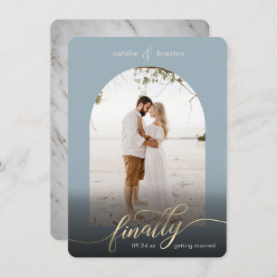 Dusty Blue Finally Getting Married & Window Photo Save The Date