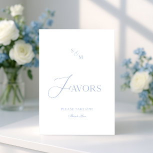 Dusty Blue Fine Art “Favors” Wedding Sign Invitation