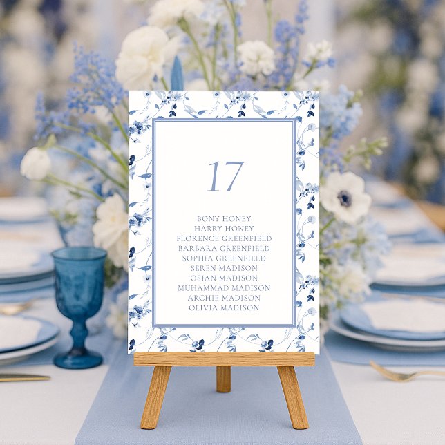 Dusty Blue Fine Art Floral Table Seating Card (Creator Uploaded)