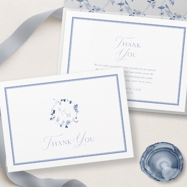 Dusty Blue Fine Art Thank You Note Card (Creator Uploaded)