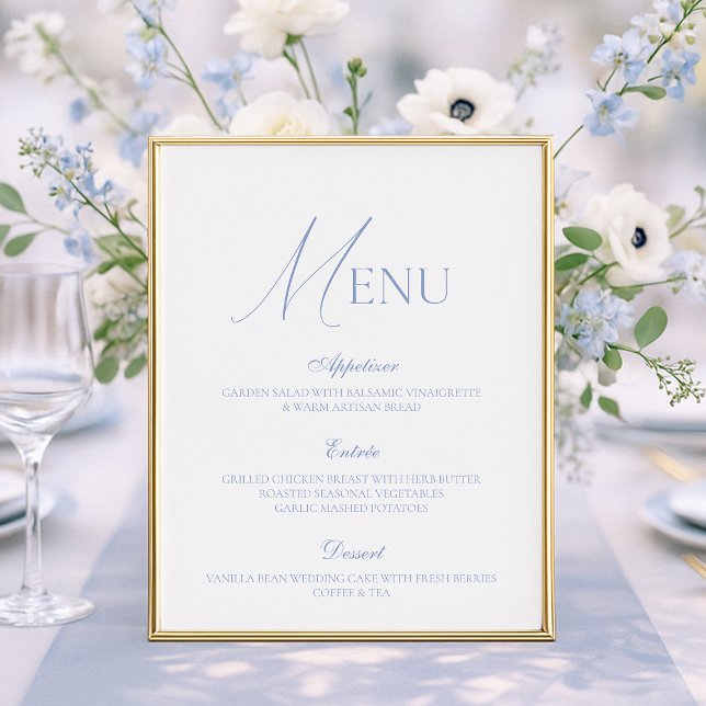 Dusty Blue Fine Art Wedding Menu Card (Creator Uploaded)
