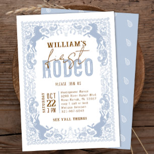 Dusty Blue First Rodeo Birthday Invitation – Weste