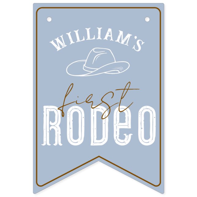 Dusty Blue First Rodeo Photo Banner – Western 1st  (First Flag)