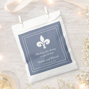 Dusty Blue Fleur de Lis Wedding Favour Bags