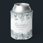 Dusty Blue Floral 18th Birthday Custom Can Cooler<br><div class="desc">Very elegant can coolers for a birthday party. Two borders of dusty blue peonies and roses surround 3 lines of editable text.</div>