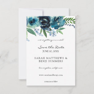Dusty Blue Floral 2 Save The Date