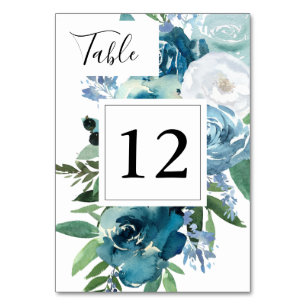 Dusty Blue Floral 2 VS 2 Table Number
