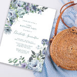 Dusty Blue Floral 70th Birthday Party Invitation<br><div class="desc">Dusty blue roses,  peonies and wildflowers decorate a pretty floral birthday invitation. All text is editable and invitation can be purchased as digital download.</div>