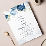 Dusty Blue Floral 80th Birthday Party Invitation<br><div class="desc">Budget 80 Birthday Dusty Blue Floral Party Invitation you can easily edit for your special birthday by clicking the "Personalise" button</div>