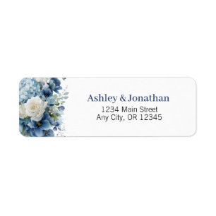 Dusty Blue Floral Address Labels Personalised