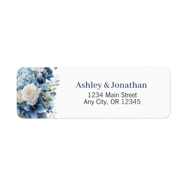 Dusty Blue Floral Address Labels Personalised (Front)