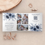 Dusty Blue Floral All in One QR Code Wedding Tri-Fold Invitation<br><div class="desc">Amaze your guests with this elegant all in one wedding invite featuring beautiful flowers and modern typography with QR Code for online RSVP. Simply add your event details on this easy-to-use template and adorn this card with your favourite photos to make it a unique personalised one-of-a-kind invitation.</div>