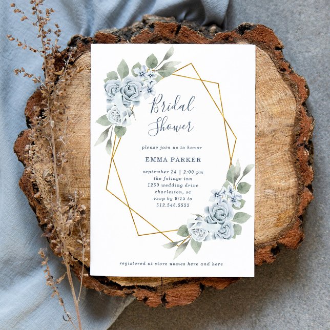 Dusty Blue Floral and Eucalyptus | Bridal Shower Invitation (Creator Uploaded)