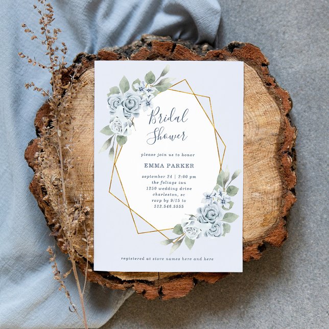 Dusty Blue Floral and Eucalyptus | Bridal Shower Invitation (Creator Uploaded)