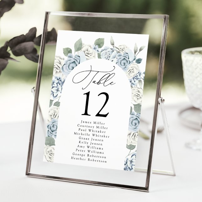 Dusty Blue Floral Arch Table Number Seating Chart (Creator Uploaded)