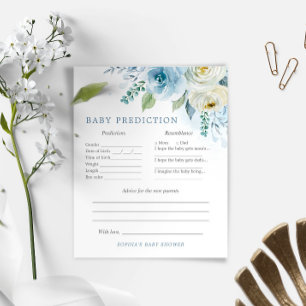 Dusty Blue Floral Baby Predictions & Advice Game