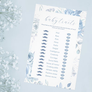 Dusty Blue Floral Baby Traits Game Flyer