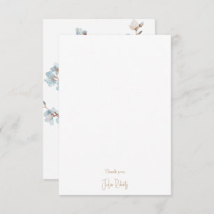 Dusty Blue Floral Blank Thank You