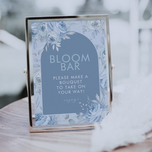 Dusty Blue Floral Bloom Bar Sign (Creator Uploaded)