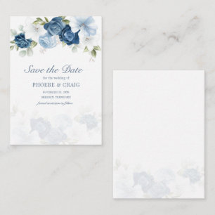 Dusty Blue Floral Bloom Eucalyptus Succulent Card