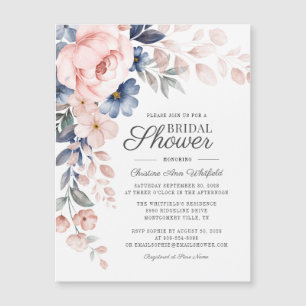 Dusty Blue Floral Botanical Script Bridal Shower