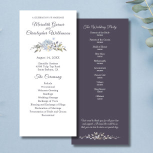 Dusty Blue Floral Botanical Wedding Programme