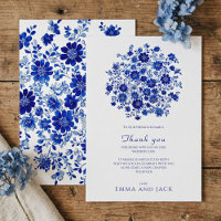 Dusty Blue Floral Bouquet Wedding Thank You card