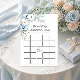 Dusty Blue Floral Bridal Bingo Invitation