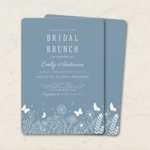 Dusty Blue Floral Bridal Brunch Invitation