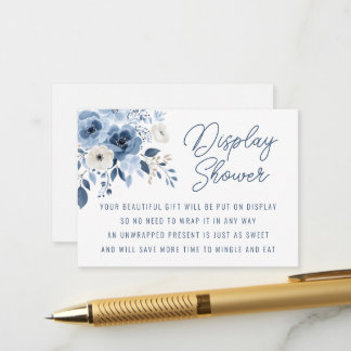 Dusty Blue Floral Bridal Display Shower Enclosure Card