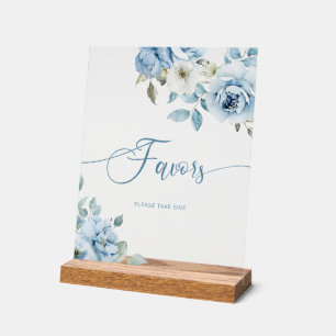 Dusty blue floral bridal Favours Acrylic Sign