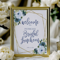 Dusty Blue Floral Bridal Luncheon Welcome Sign