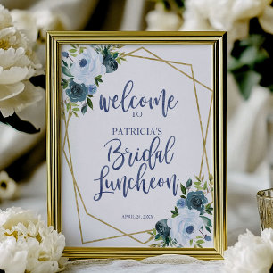 Dusty Blue Floral Bridal Luncheon Welcome Sign