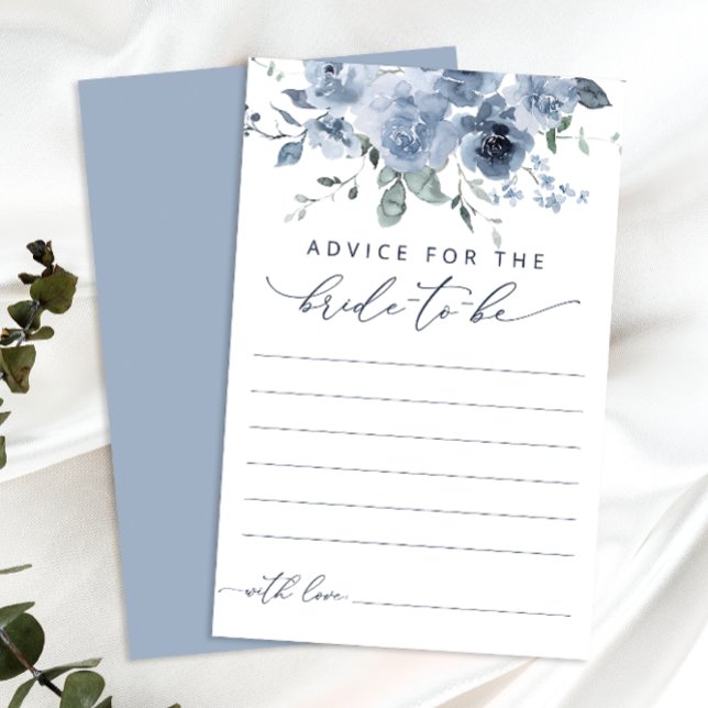 Dusty Blue Floral Bridal Shower Advice Card (Creator Uploaded)