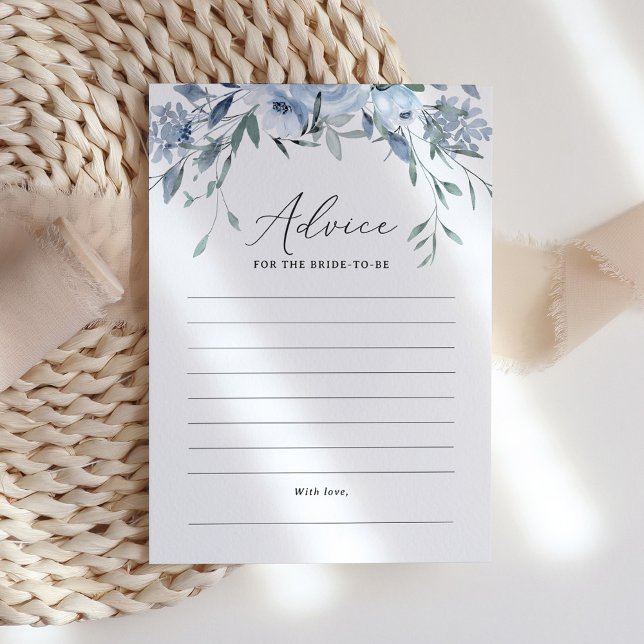 Dusty Blue Floral Bridal Shower Advice Card (Creator Uploaded)