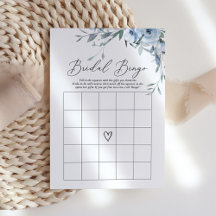 Dusty Blue Floral Bridal Shower Bingo Game