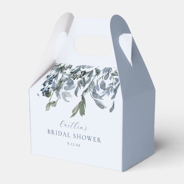 Dusty Blue Floral Bridal Shower Favour Box (Front Side)