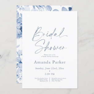 Dusty Blue Floral Bridal Shower  Invitation
