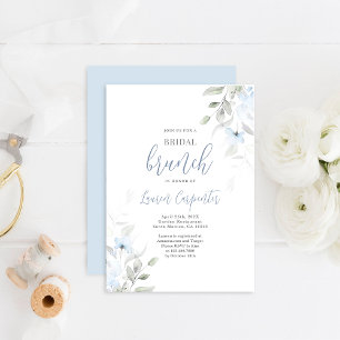 Dusty Blue Floral Bridal Shower Invitation